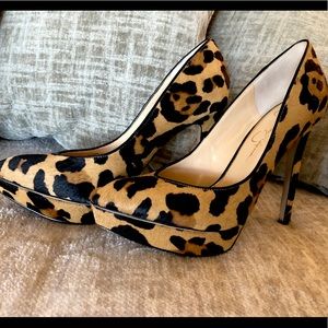 Jessica Simpson 🐆 Leopard Fur Platform Heels